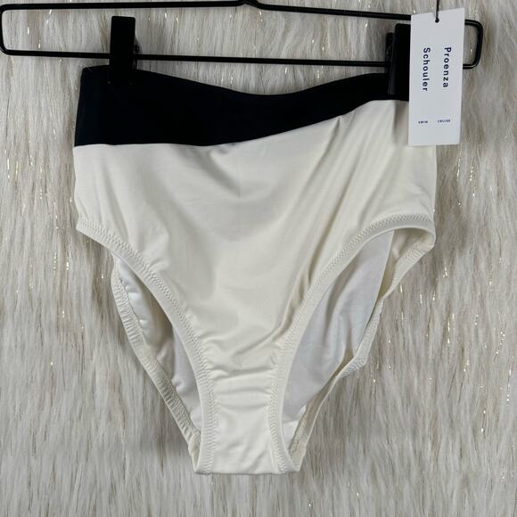 NEW PROENZA SCHOULER Colorblock Bralette Highwaist Bikini Swim Black Cream XS - Picture 5 of 13